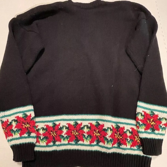Ugly Christmas Sweater Poinsettias Cardigan Vintage High Gate Ltd Size M - Picture 6 of 6